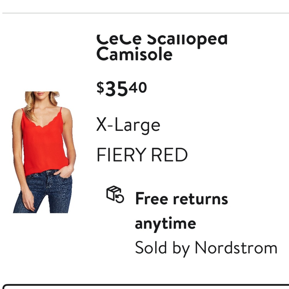 CeCe Women's Red Scalloped Camisole